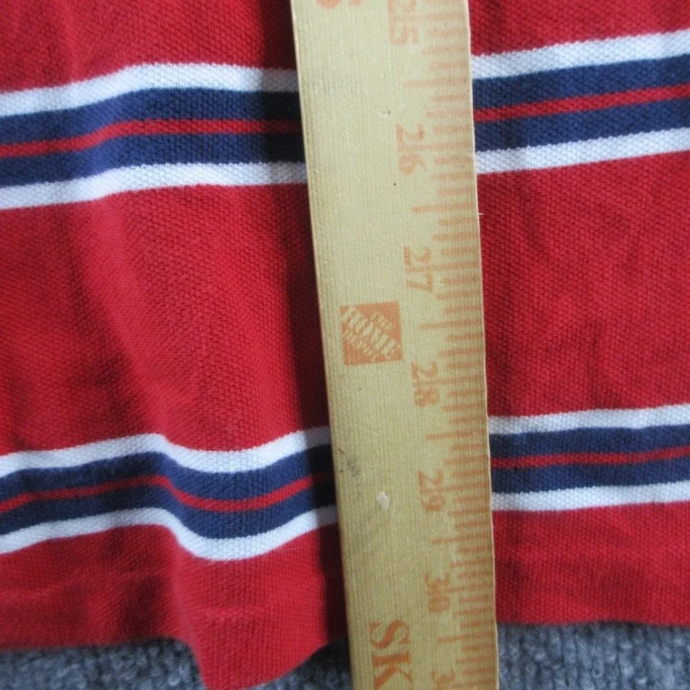 Polo Ralph Lauren Shirt Mens L Red Striped Button Up Short Sleeve Pony Preppy